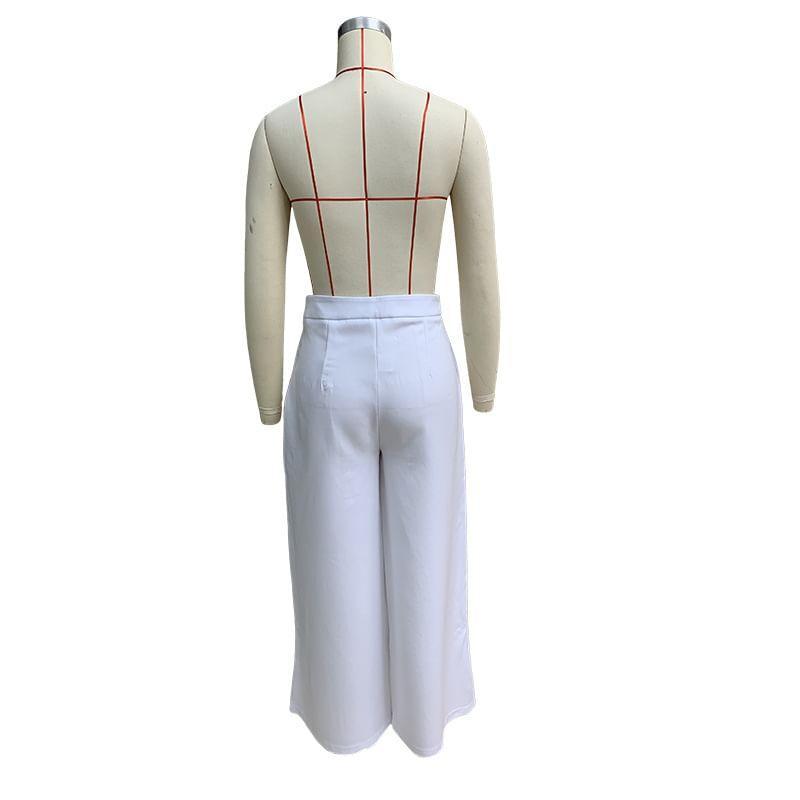 High Rise Plain Wide Leg Pants Product Image