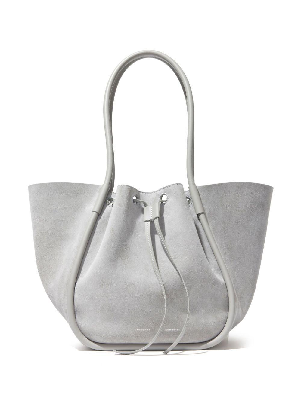 Large Ruched Tote Bag In Grey Product Image