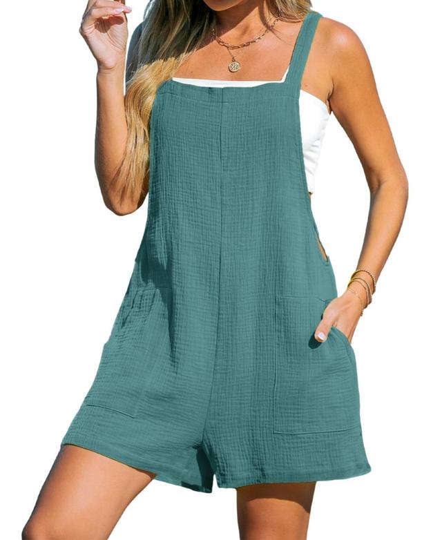 Cupshe Womens Navy Sleeveless Square Neck Wide Leg Romper Product Image