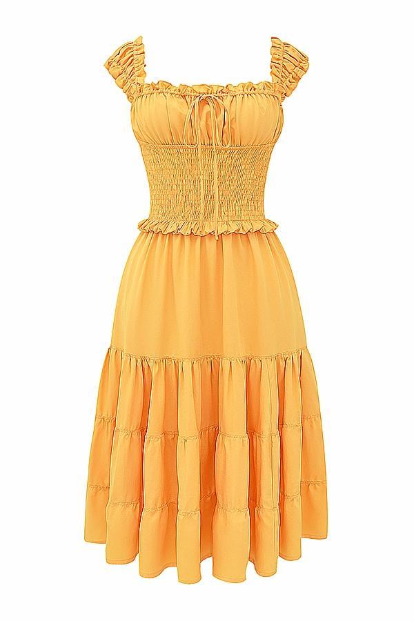 Phedra Tangerine Shirred Sundress Product Image