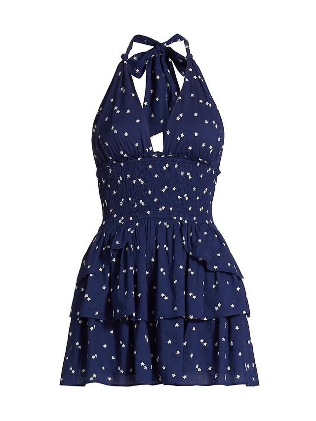 Womens Deanna Star-Embroidered Halter Minidress Product Image