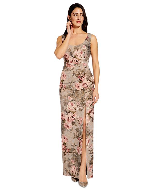 Adrianna Papell Floral Print Brocade Gown Product Image