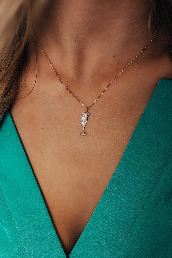 Champagne Season Cubic Zirconia Dainty Necklace Product Image