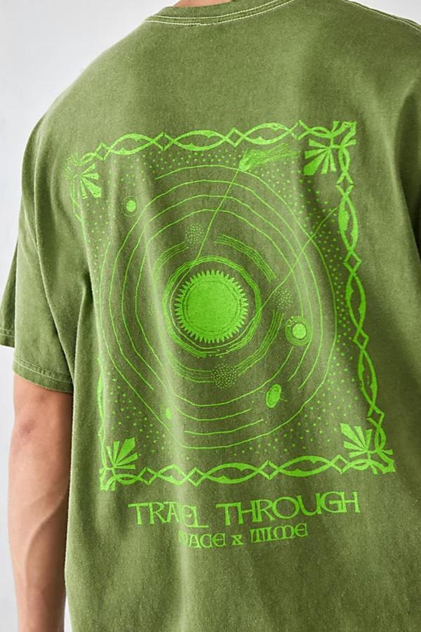 Urban Outfitters UO Green Travel Through T-Shirt Top Mens at Urban Outfitters Product Image