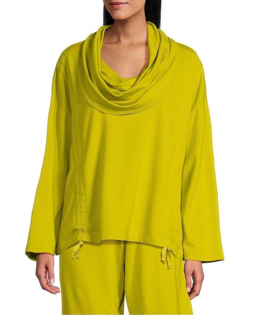 Bryn Walker Bamboo French Terry Cowl Neck Long Sleeve Ruched Seam Top Product Image