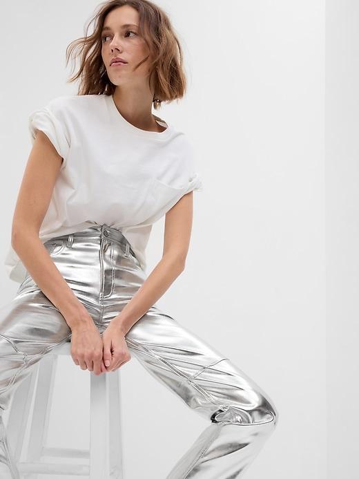 High Rise Vegan Leather Cheeky Straight Pants Product Image