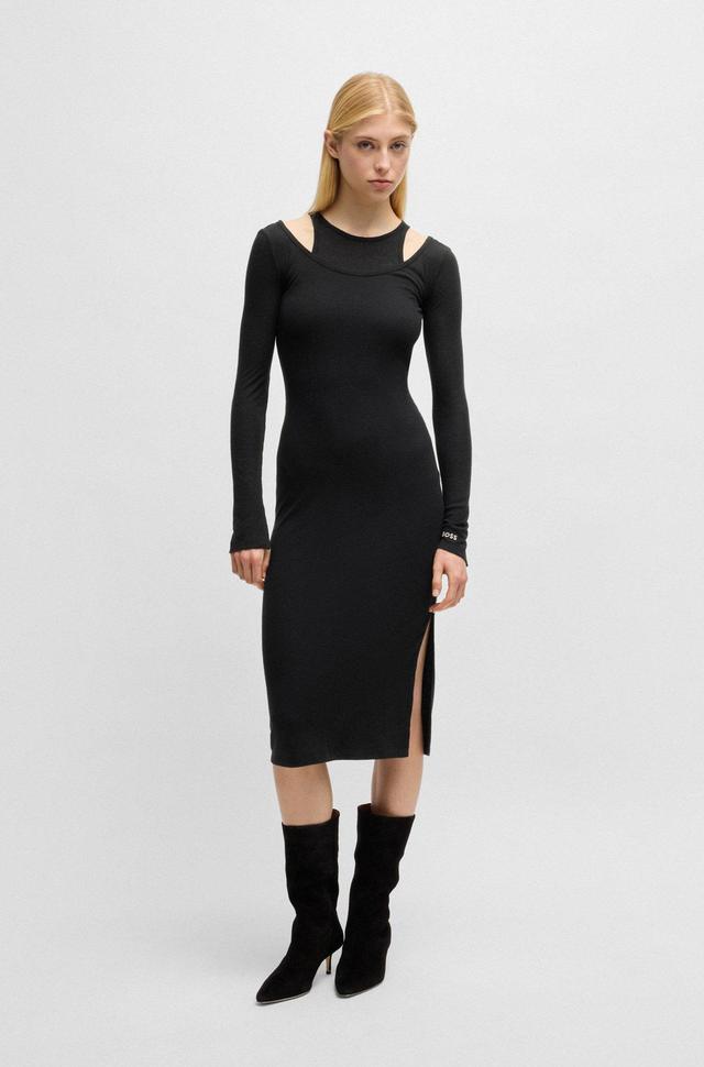 BOSS - Two-in-one dress with layered effect - Black Product Image