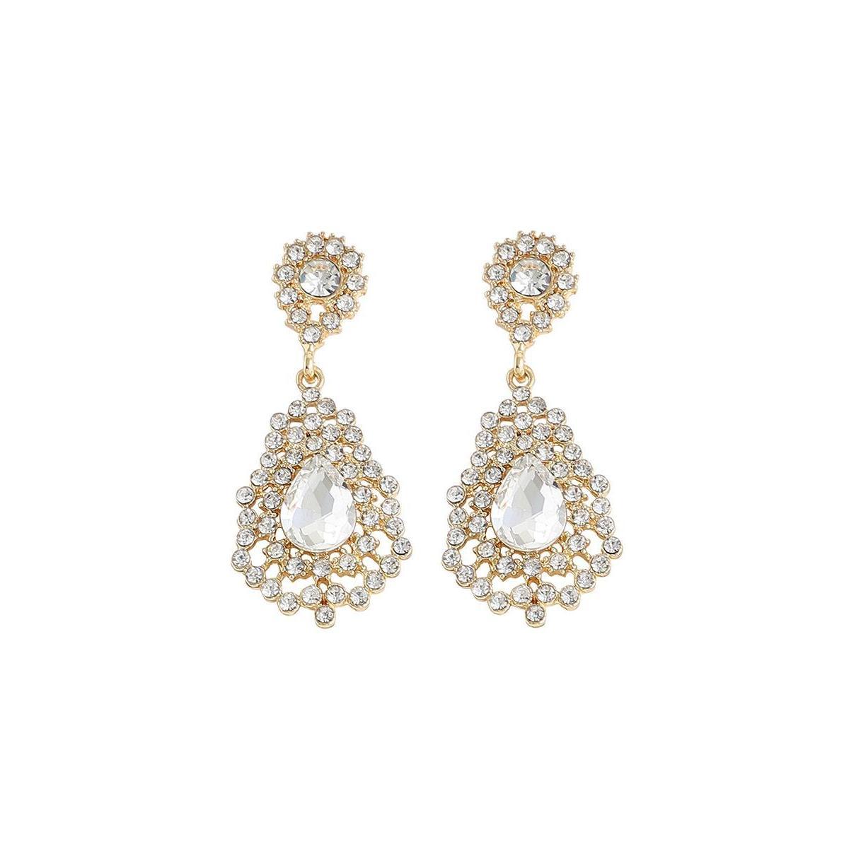 Sohi Womens Silver Embellished Teardrop Earrings Product Image