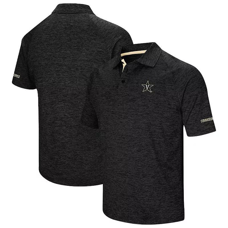 Mens Colosseum Black Vanderbilt Commodores Down Swing Raglan Polo Shirt Product Image