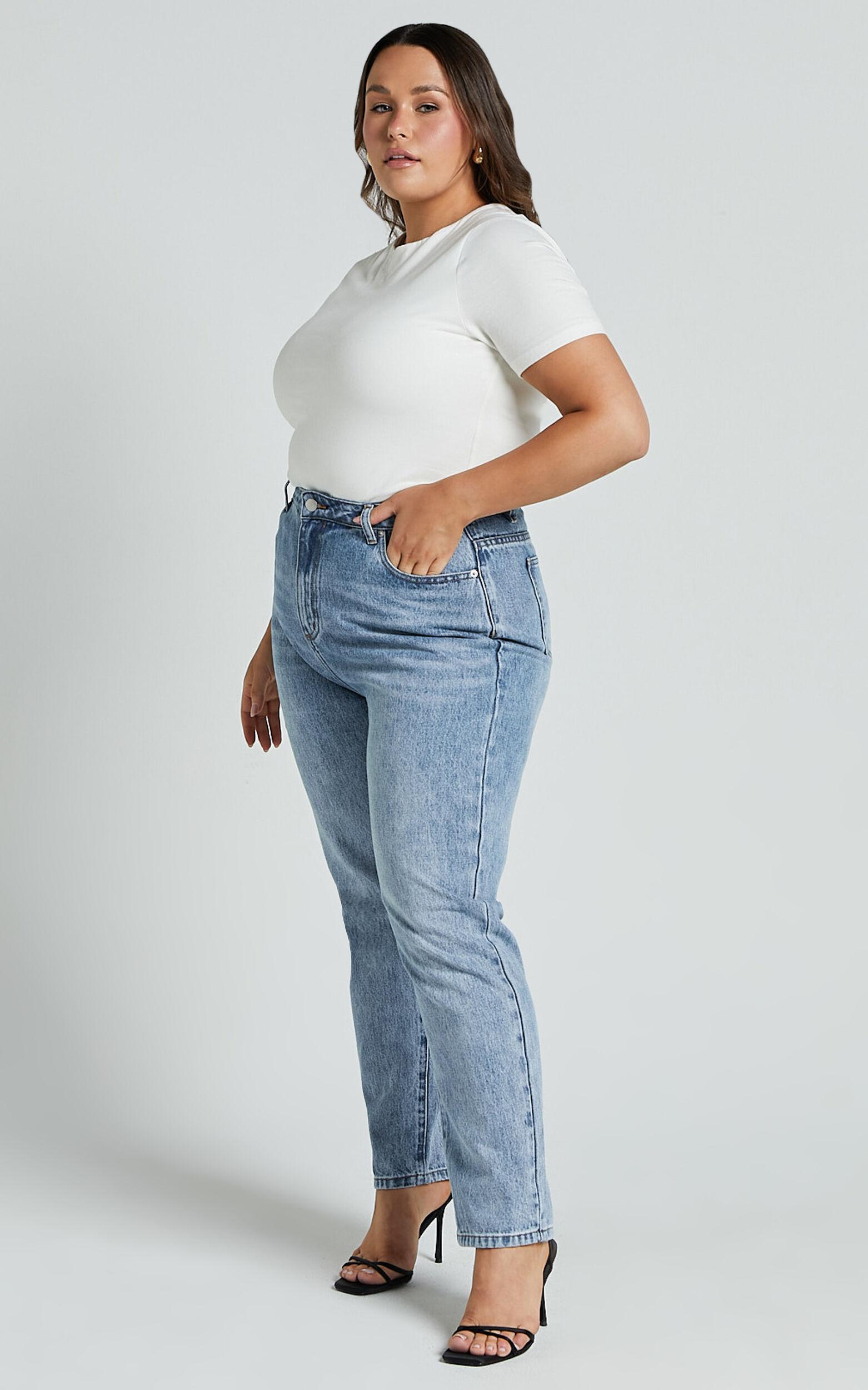 Billie Jeans - High Waisted Recycled Cotton Mom Denim Jeans in Mid Blue Wash Product Image