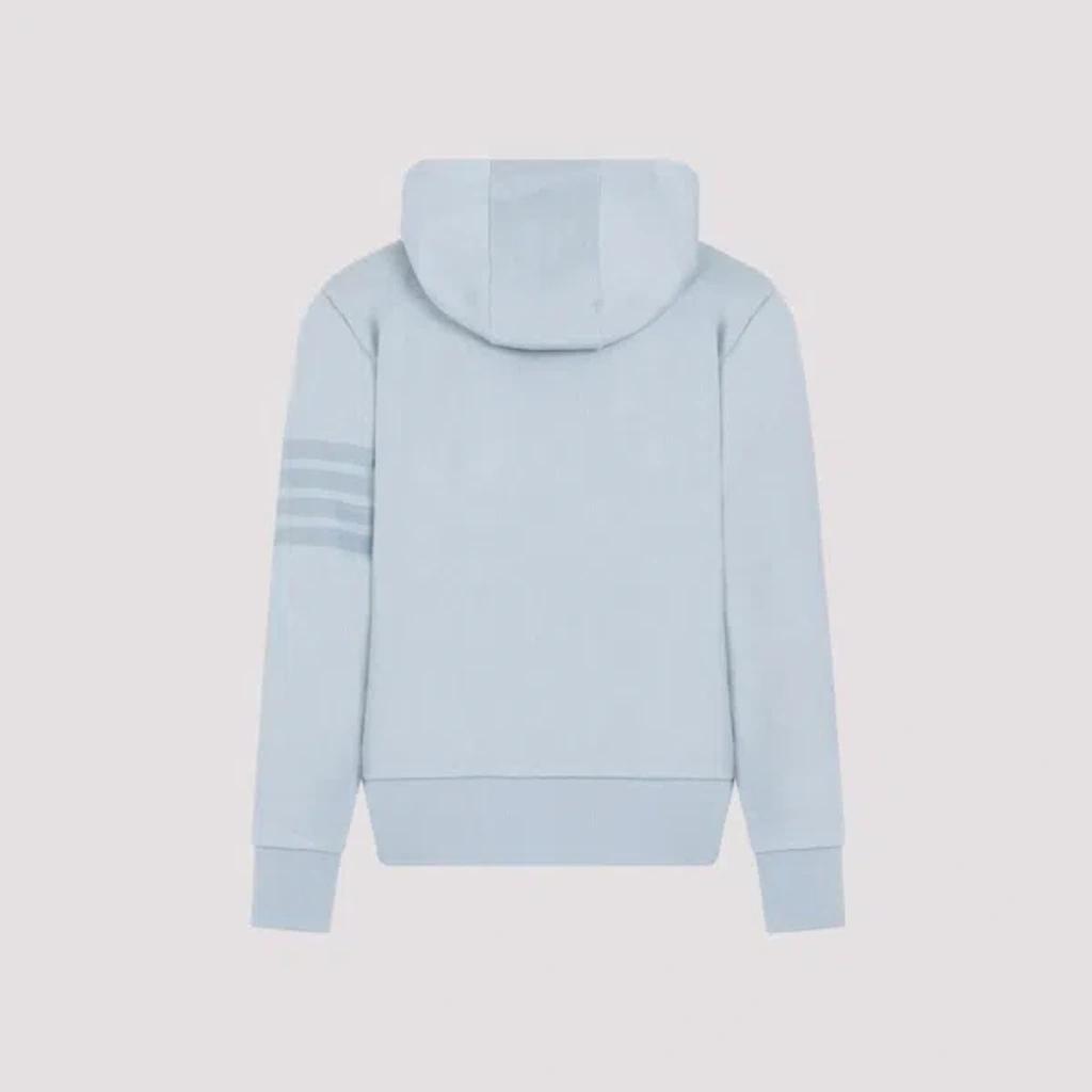 Light Blue Cotton Crewneck Hoodie Pullover In White Product Image