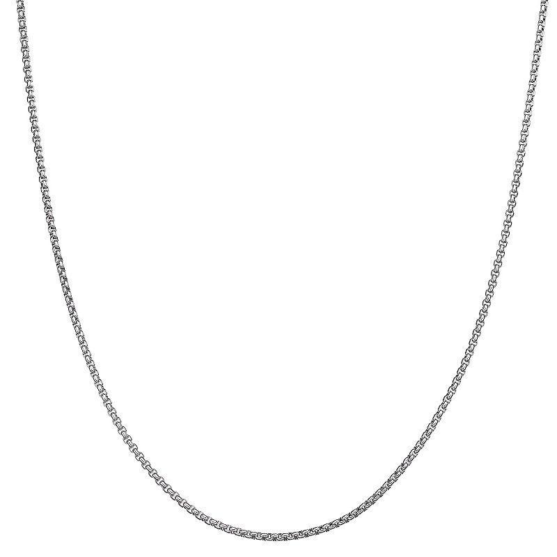 Mens LYNX Stainless Steel Round Box Chain Necklace White Product Image