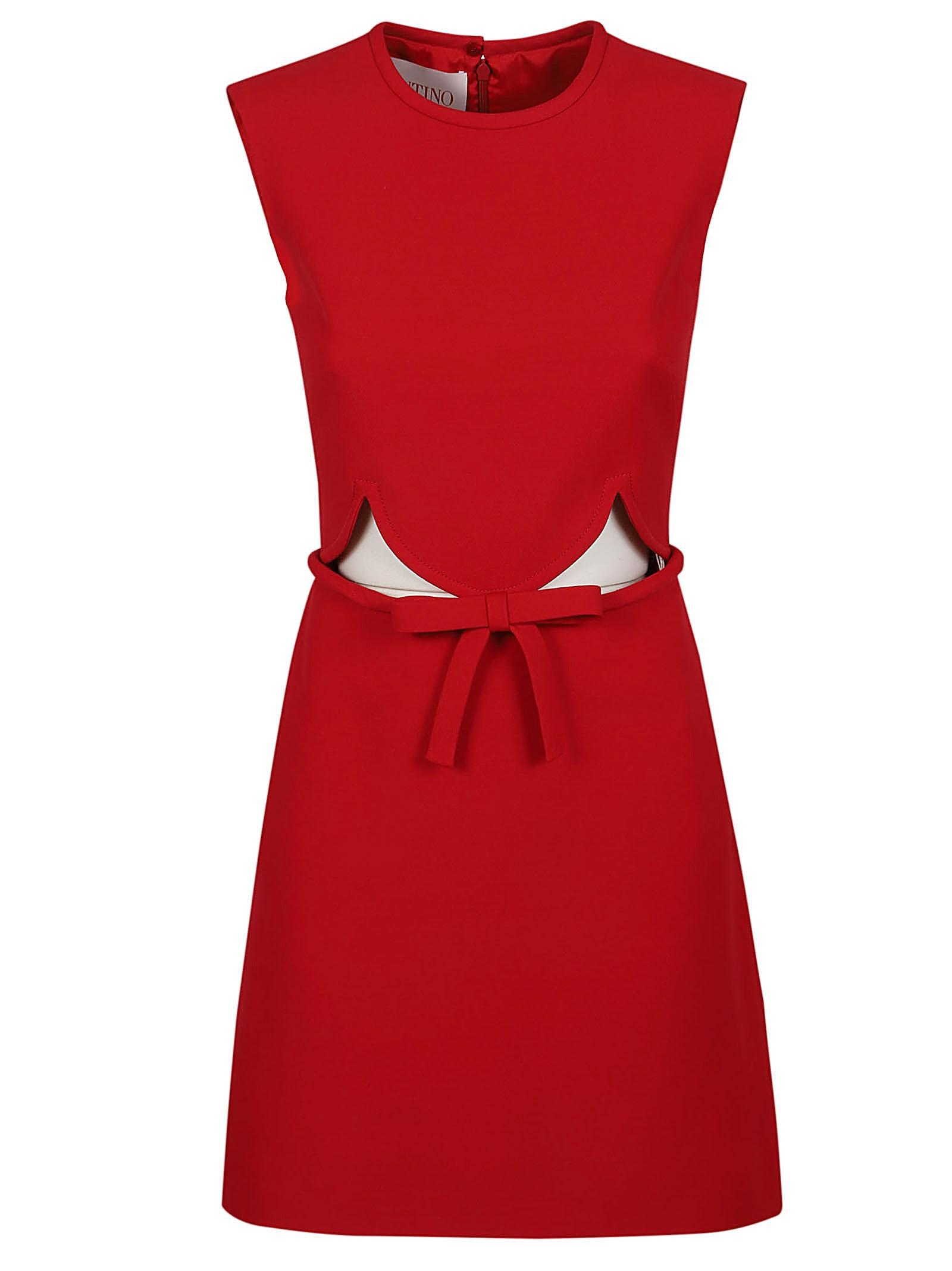 VALENTINO Solid Crepe Couture Dress In Red Product Image