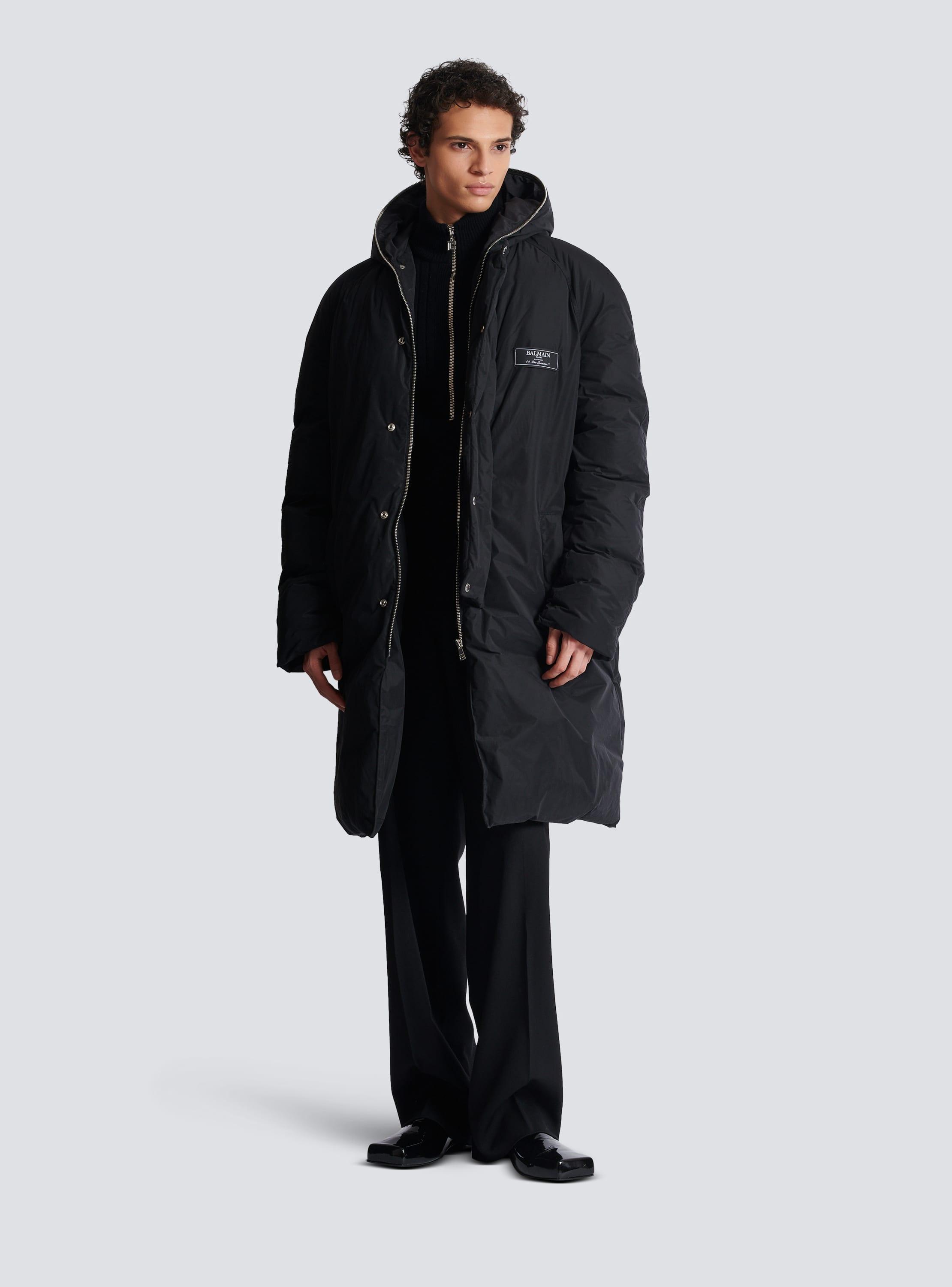 Long down nylon jacket with Balmain label Product Image