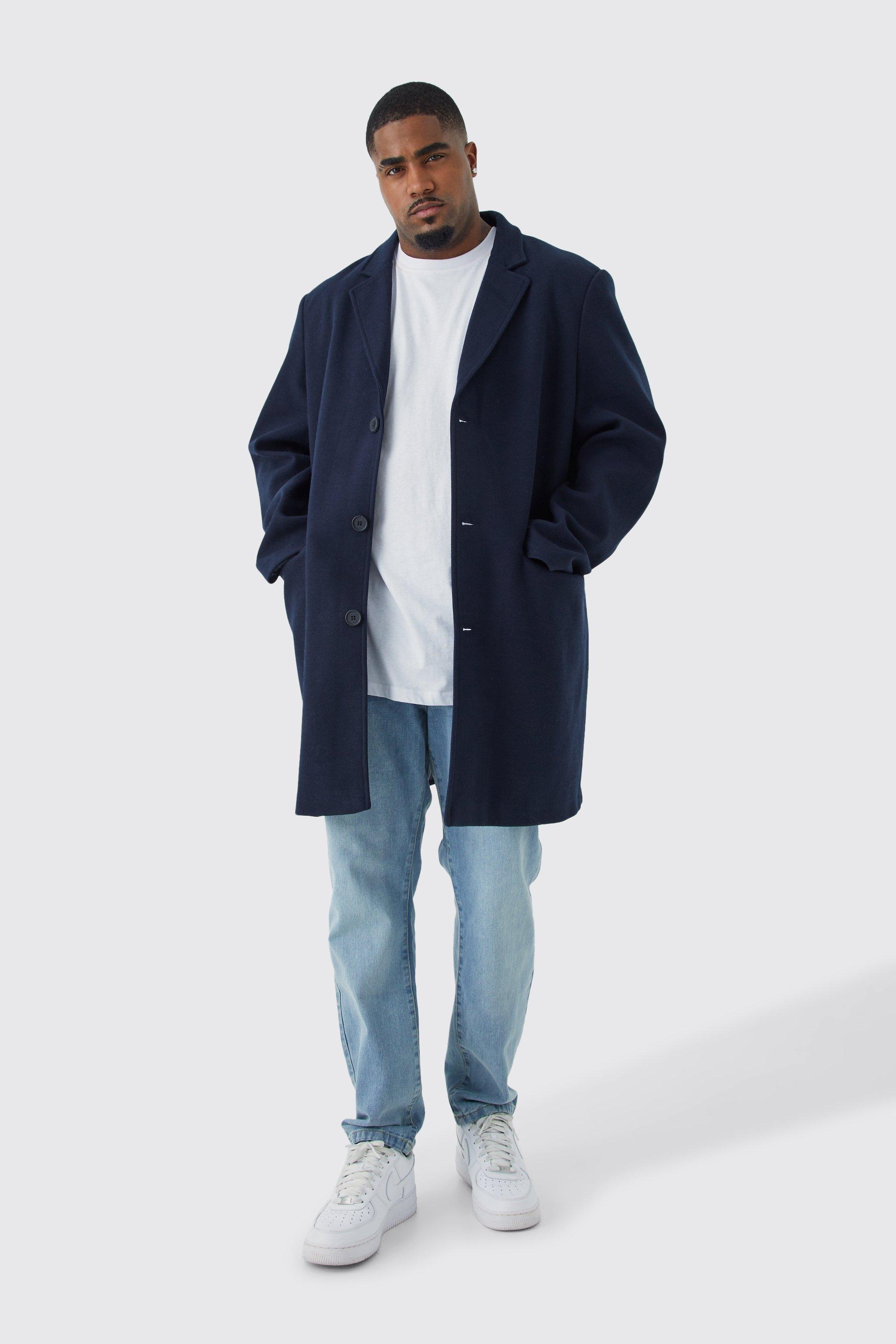 Plus Single Breasted Wool Look Overcoat | boohooMAN USA Product Image