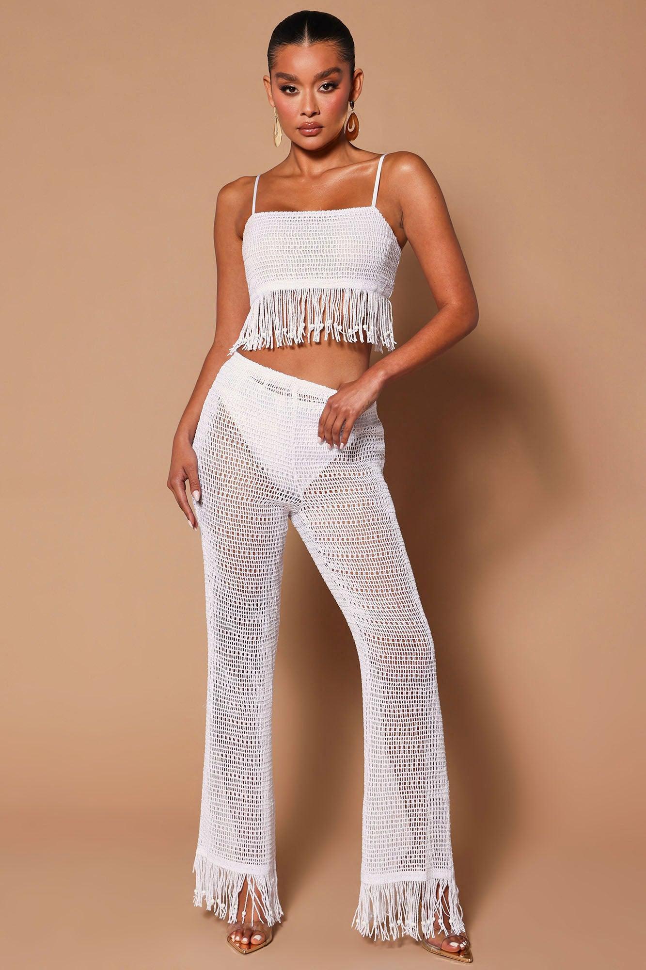 Bohemian Dreams Crochet Pant - White Product Image