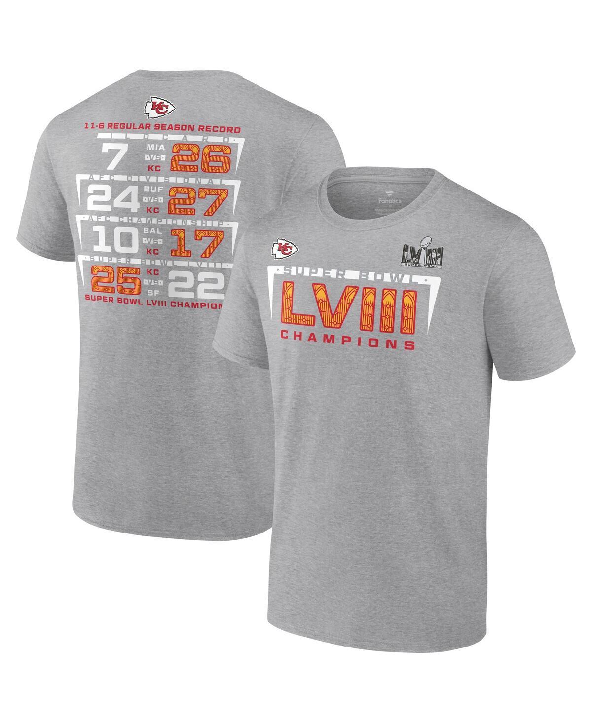 Mens Fanatics Heather Gray Kansas City Chiefs Super Bowl Lviii Champions Counting Point Score Big and Tall T-shirt Product Image