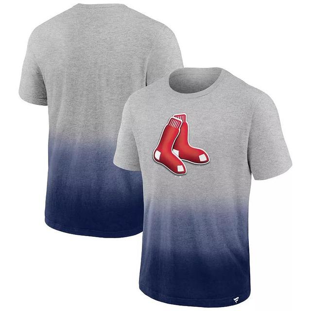 Mens Fanatics Branded Heathered Gray/Heathered Navy Boston Red Sox Iconic Team Ombre Dip-Dye T-Shirt Product Image