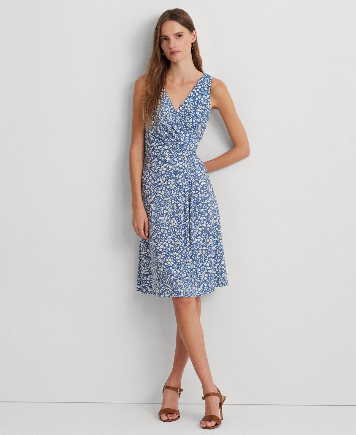 Lauren Ralph Lauren Womens Floral Surplice Jersey Sleeveless Dress Product Image