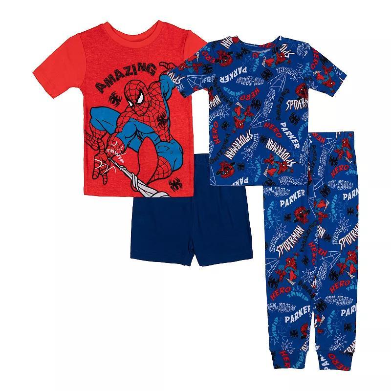 Boys 4-10 Marvel Spider-Man Spider City 4-Piece Tops & Bottoms Pajama Set, Boys Product Image