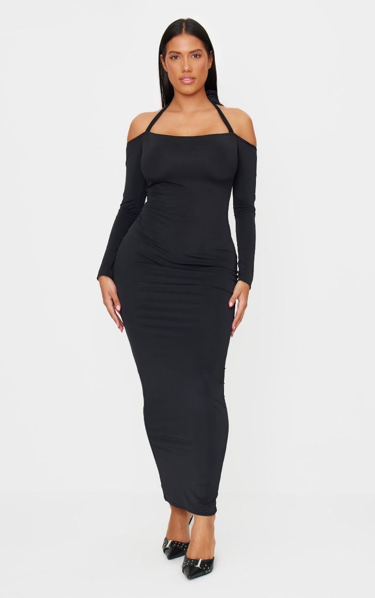 Shape Black Sculpt Bardot Halter Tie Maxi Dress product image