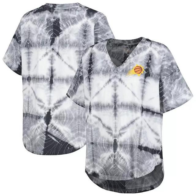 Womens G-III 4Her by Carl Banks Black Phoenix Suns Tournament Raglan Oversized Tie-Dye V-Neck T-Shirt Product Image