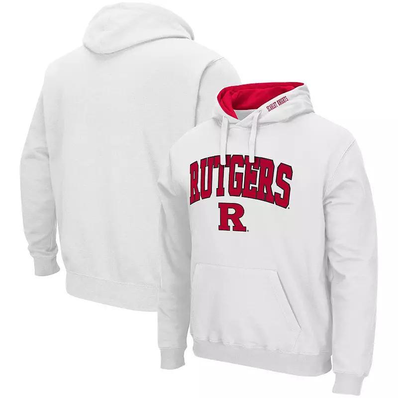 Mens Colosseum White Rutgers Scarlet Knights Arch & Logo 3.0 Pullover Hoodie Product Image