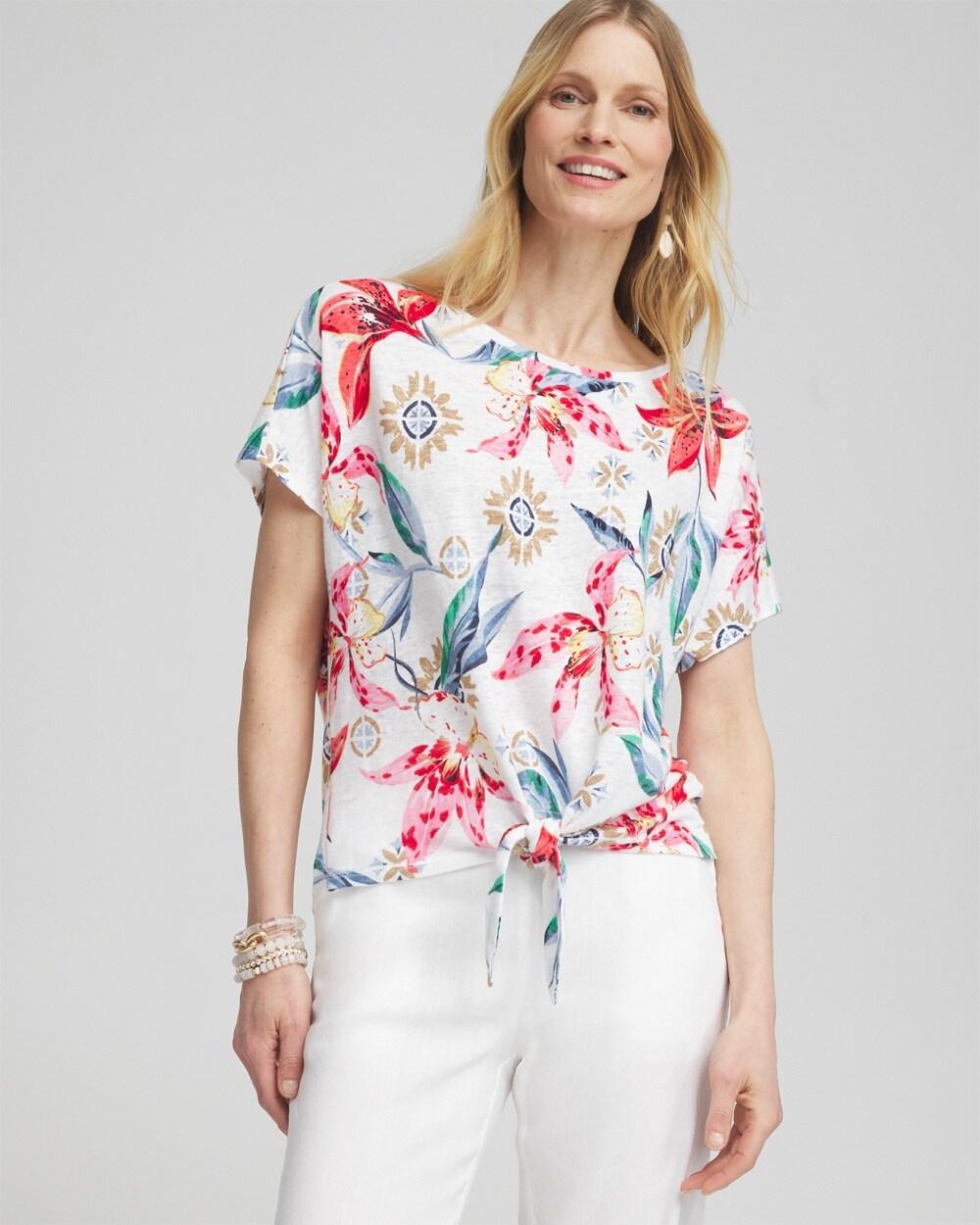 Touch of Cool™ Abstract Ruched Banded Hem Top Product Image