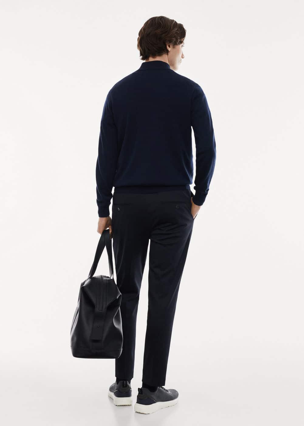 MANGO MAN - 100% merino wool sweater with zipper collar navyMen Product Image