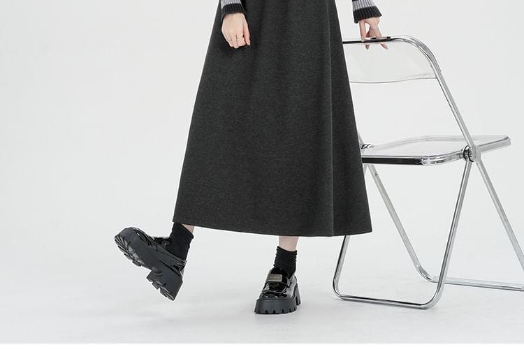 High Rise Plain Midi A-Line Skirt Product Image