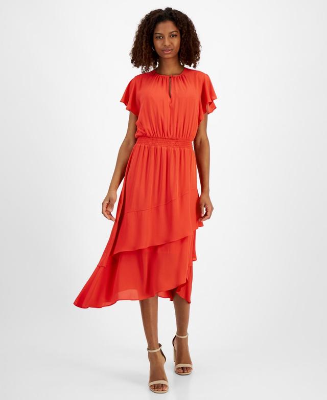 T Tahri Women's Flutter-Sleeve Fit & Flare Midi Dress Product Image