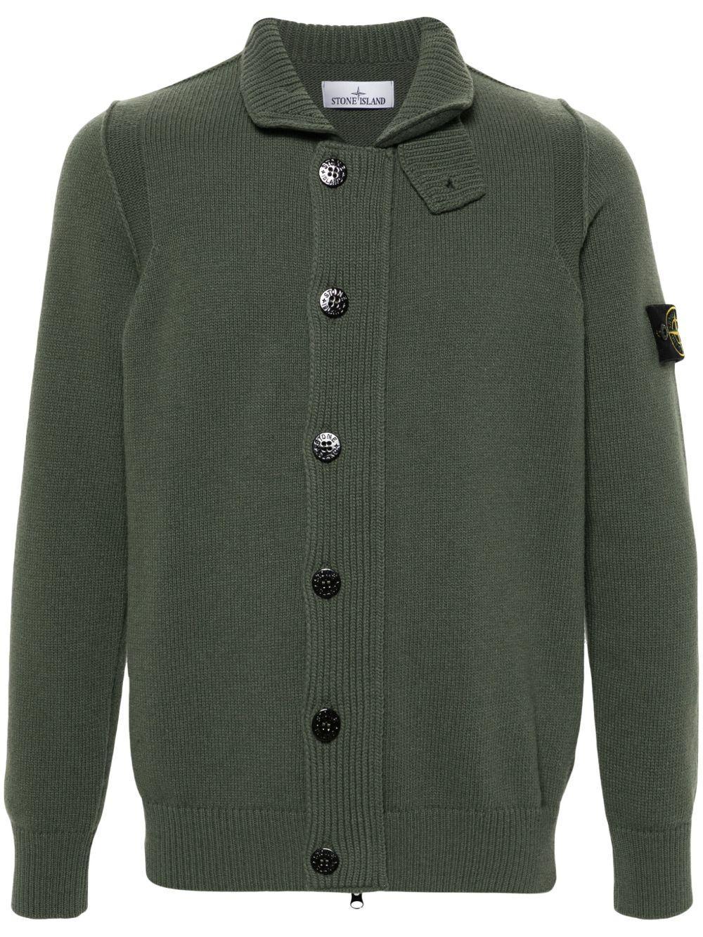 STONE ISLAND Compass-badge Cardigan In Green Product Image