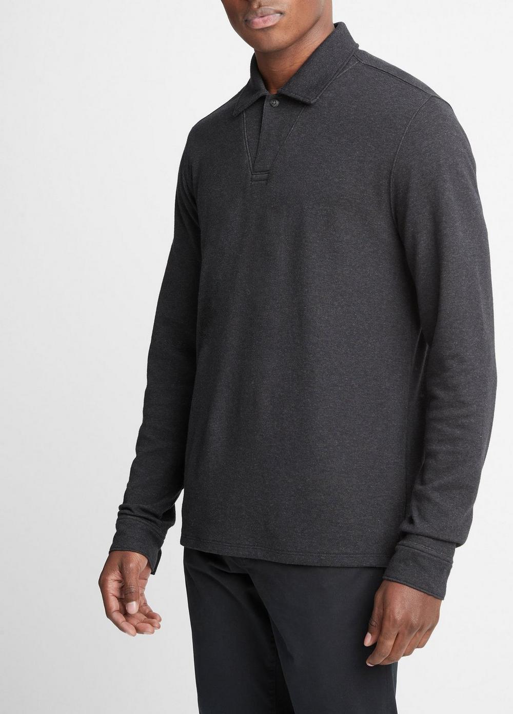 Double-Face Long-Sleeve Polo Shirt Product Image