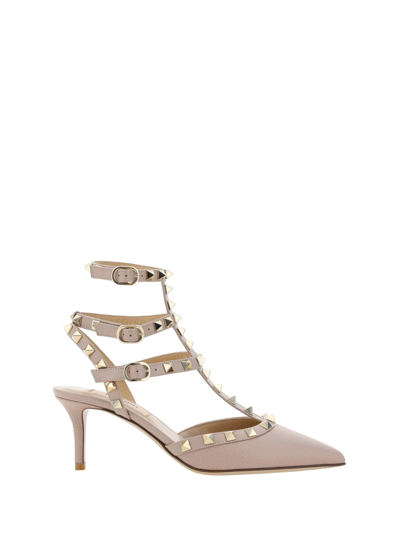 VALENTINO GARAVANI Ankle Strap Rockstud T. 65 Vitello In Pink Product Image