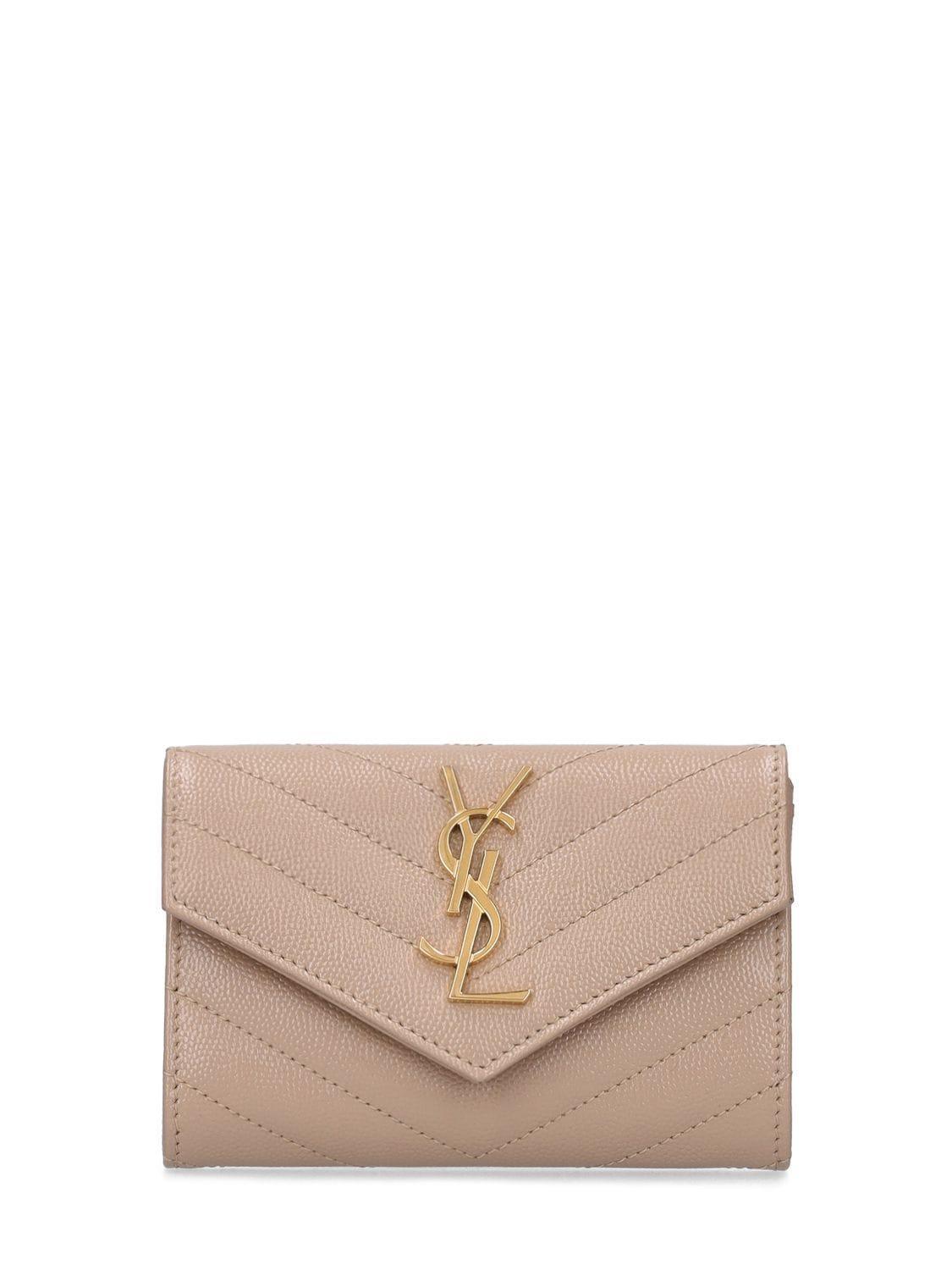 SAINT LAURENT Monogram Small Leather Wallet In Dark Beige Product Image