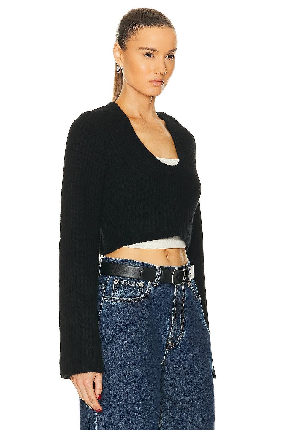 Loulou Studio Chante Cropped Sweater in Black Product Image