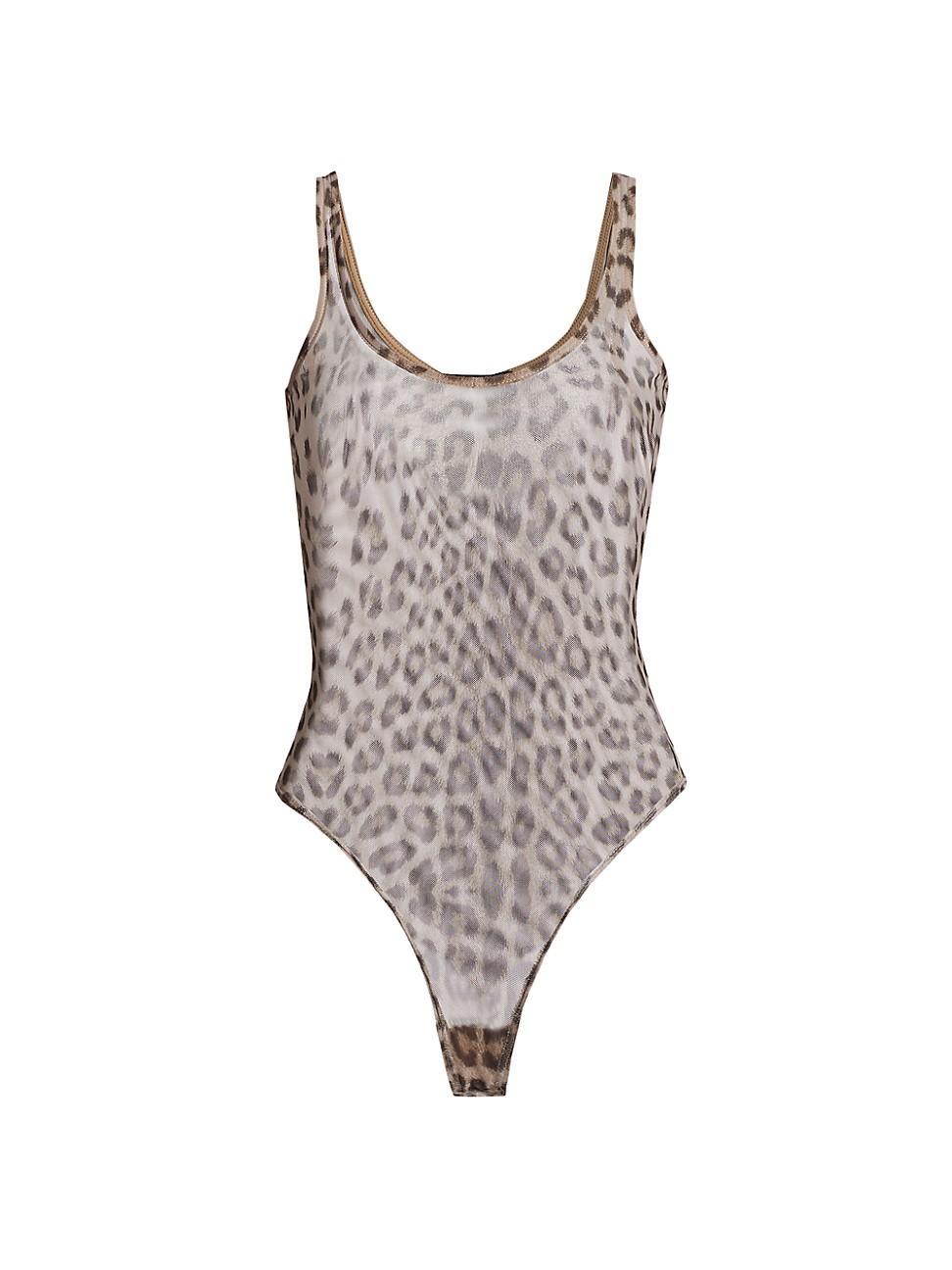 Womens Gigi Leopard Mesh Bodysuit Product Image