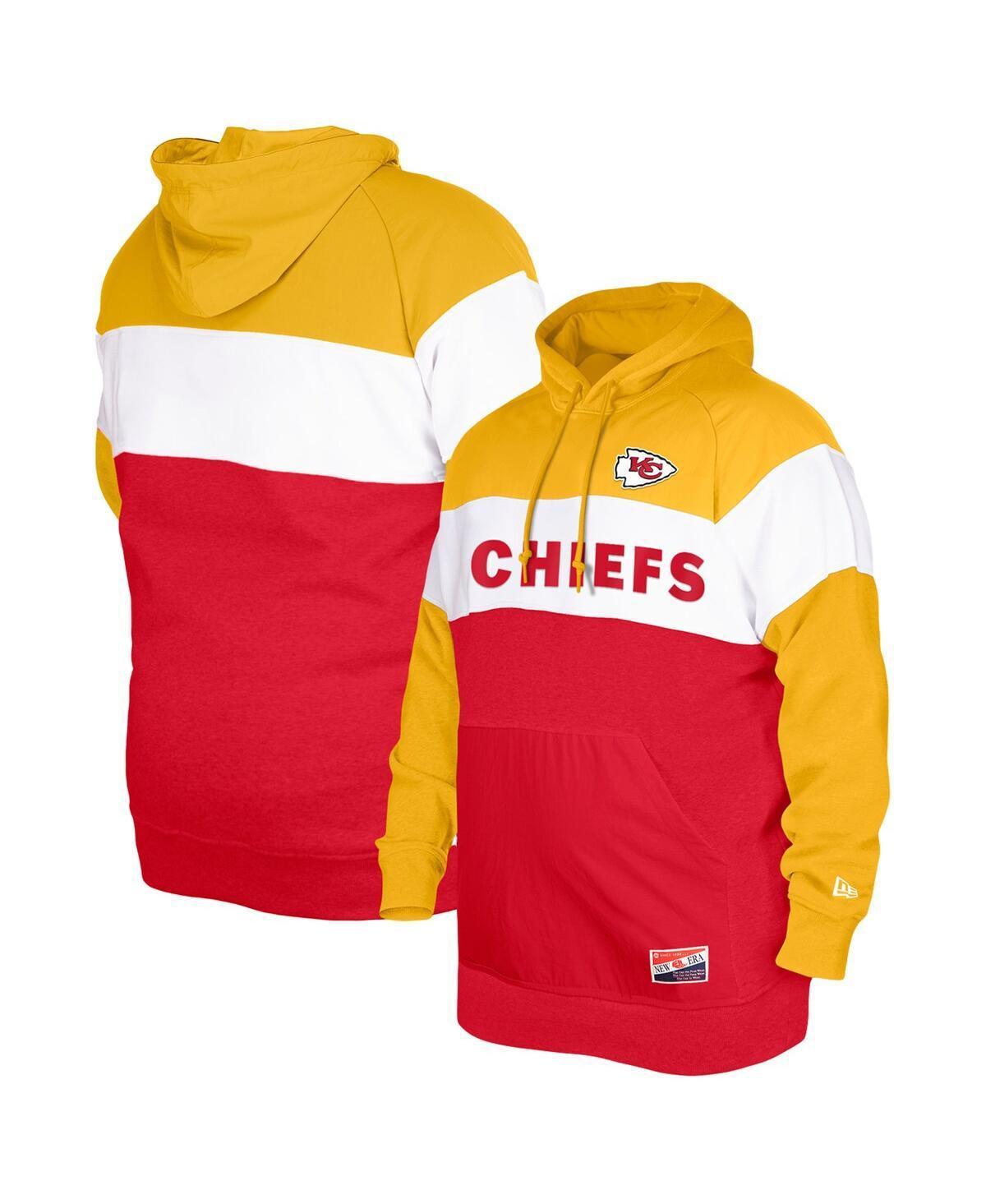 Mens New Era Red Kansas City Chiefs Big and Tall Current Colorblock Pullover Hoodie Product Image