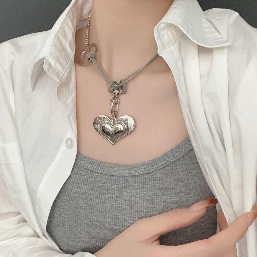 Heart Pendant Alloy Cord Necklace Product Image