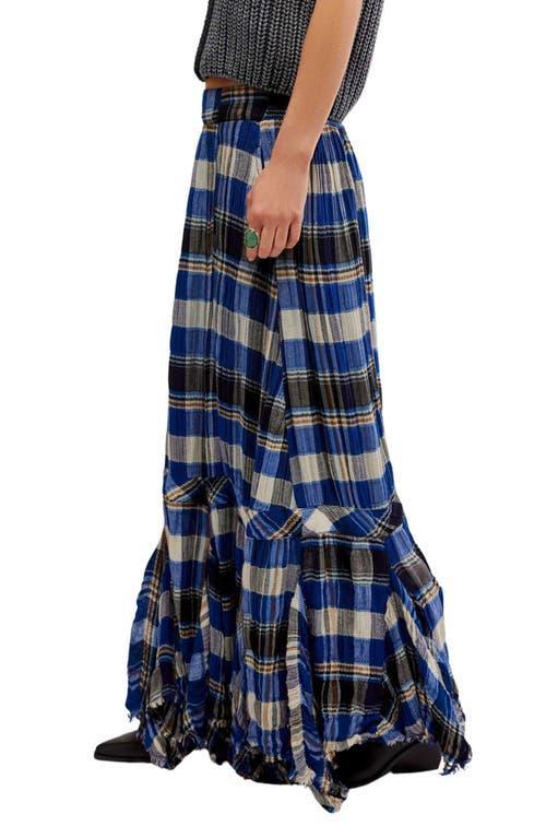 Bordeaux Plaid Maxi Skirt In Navy Combo Product Image