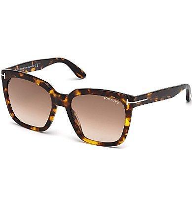 TOM FORD Womens Amarra 55mm Tortoise Frame Square Sunglasses Product Image