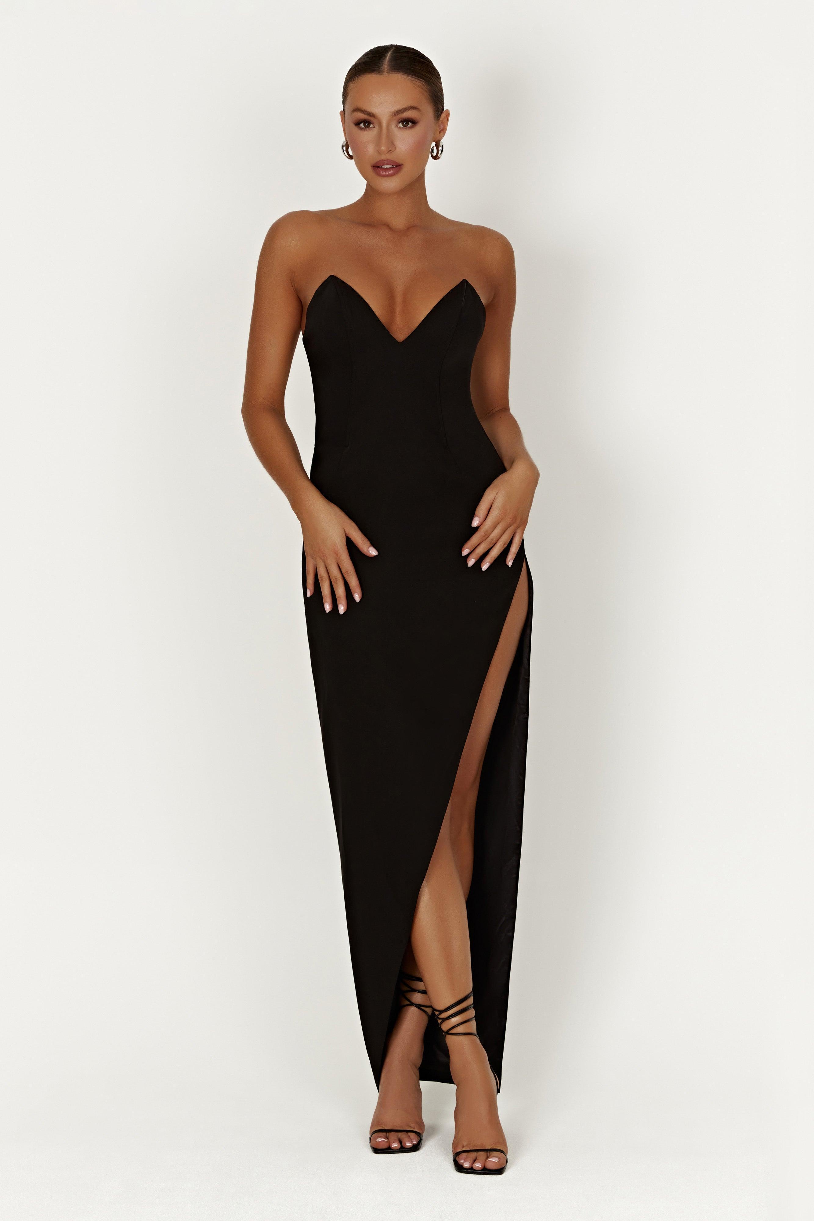 Natasha Pointed Corset Maxi Dress - Black Product Image