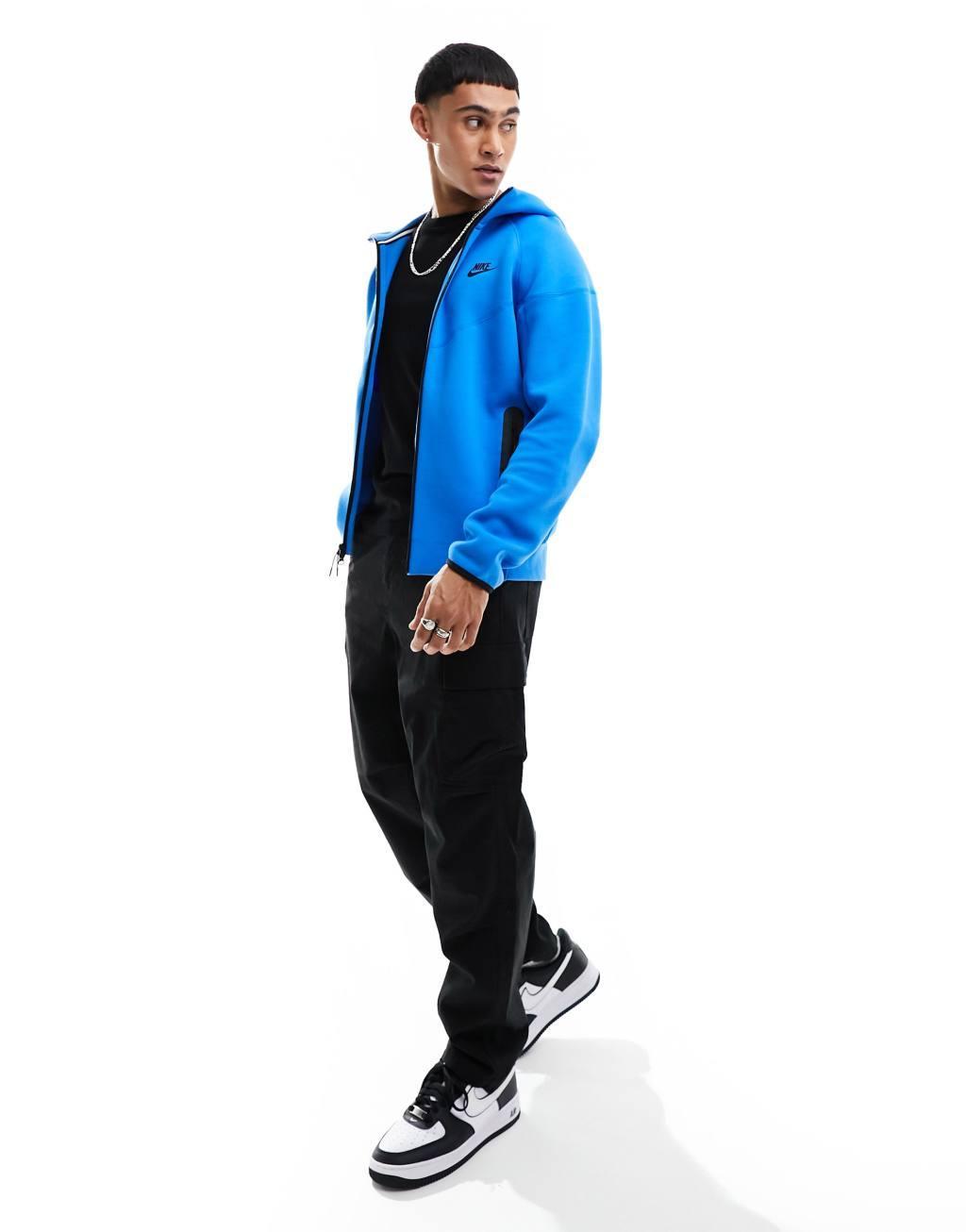 Nike Tech Fleece zip thru hoodie in blue Product Image