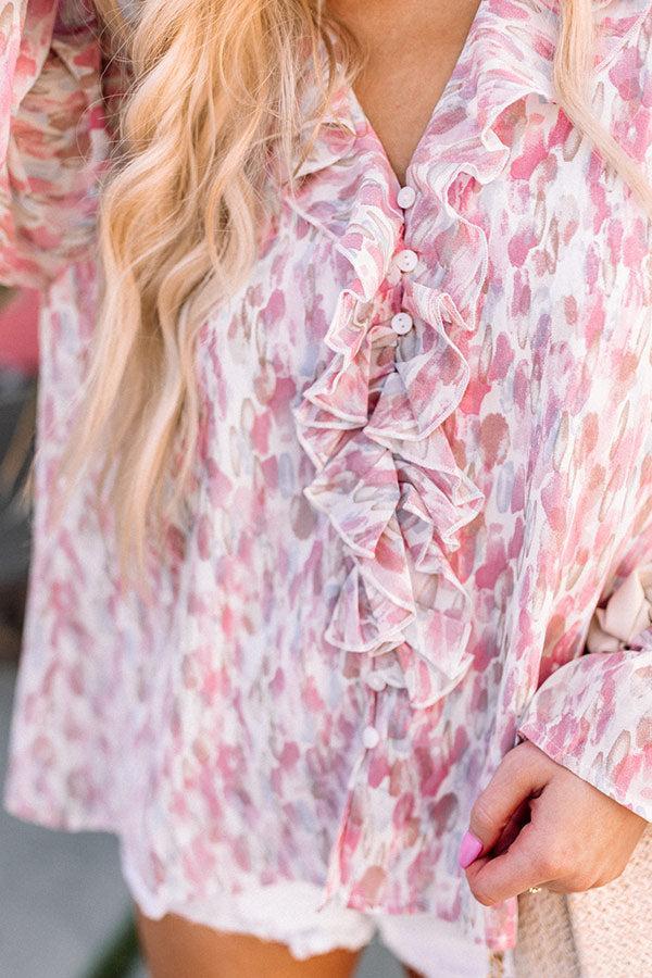 Sweet Love Affair Ruffle Top In Blush Product Image