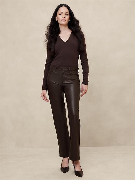 Mid-Rise Bootcut Vegan Leather Jean Product Image