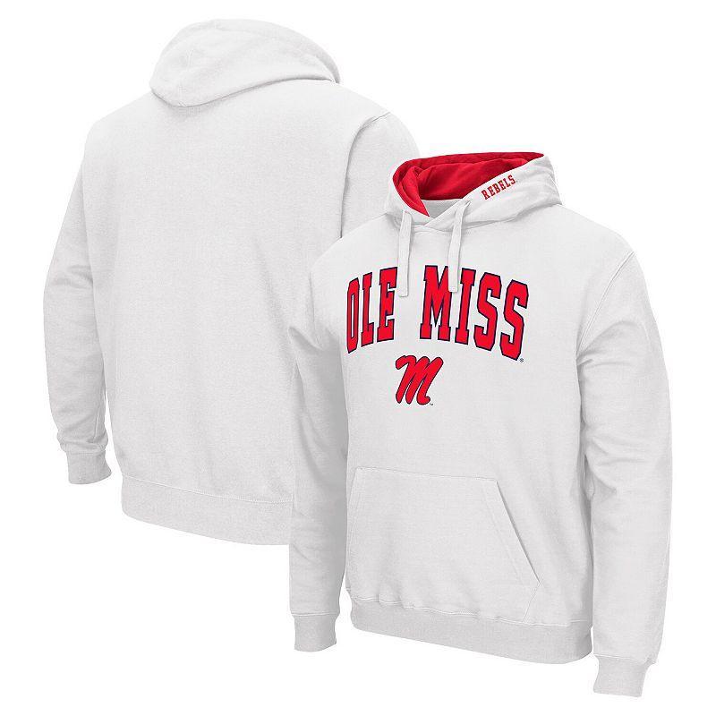 Mens Colosseum White Ole Miss Rebels Arch & Logo 3.0 Pullover Hoodie Product Image