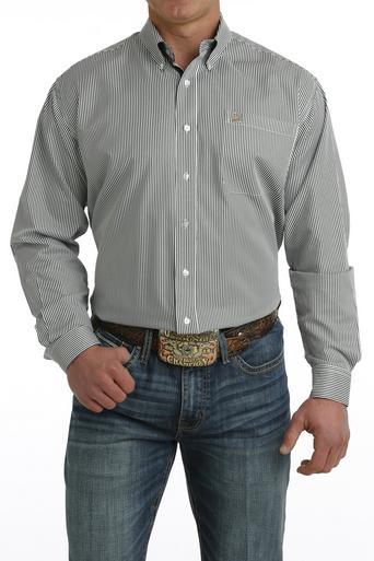 Cinch® Men's L/S Tencel™ Black/White Stripe Button Shirt Product Image