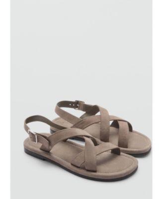 MANGO MAN - Suede leather sandals with crossed straps medium brownMen Product Image