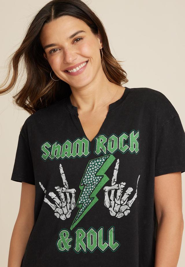 Maurices Womens Small Size Sham Rock & Roll Oversized Fit Graphic Tee Product Image