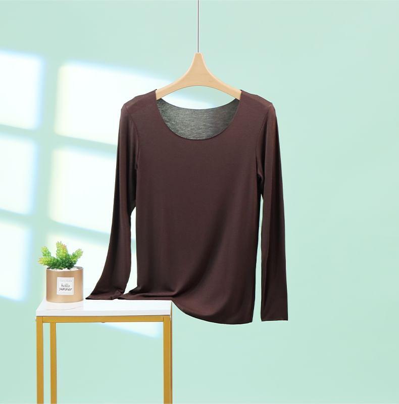 Long-Sleeve Crew Neck Plain Tee Product Image